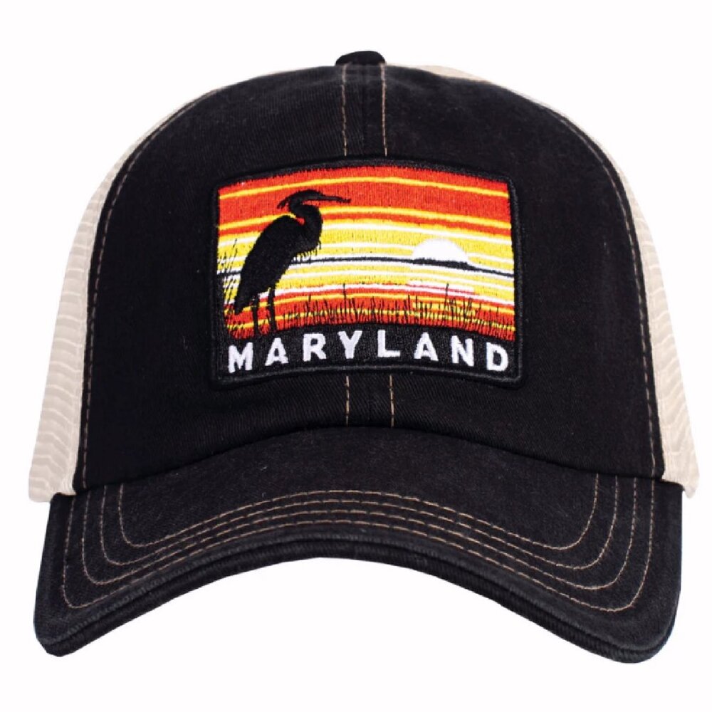 Maryland Sunset and Heron Mesh Cap Hat - NEW Fast Ship